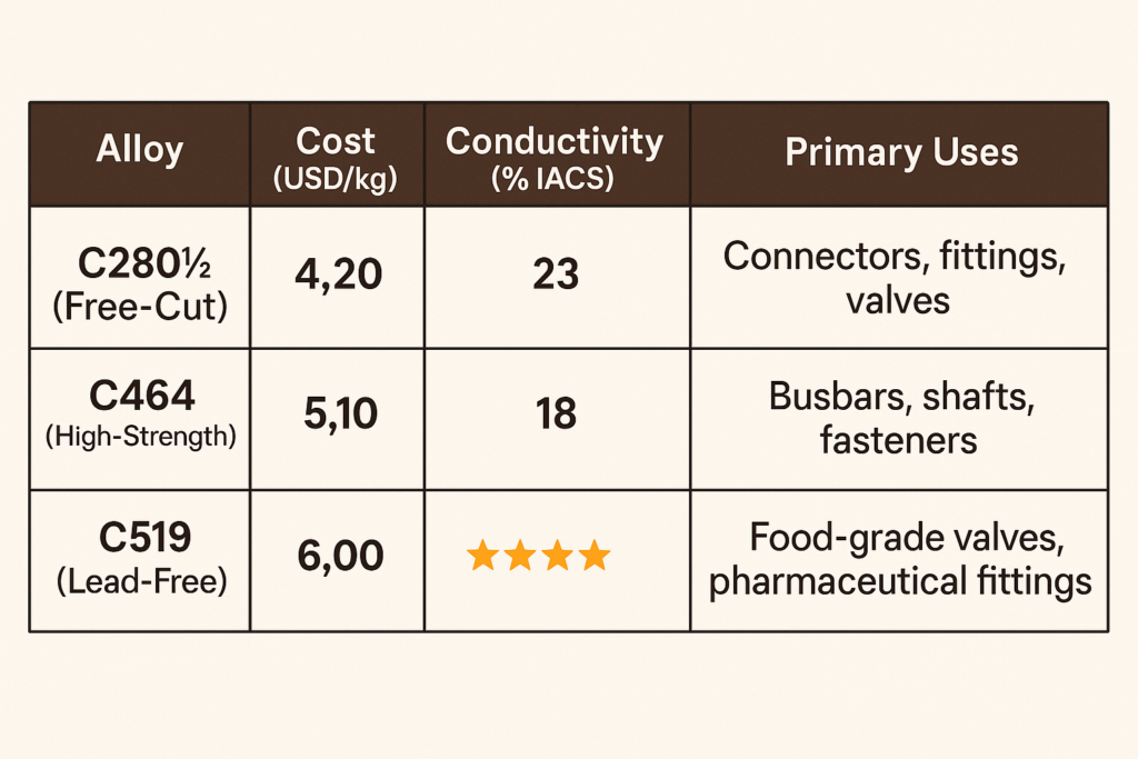 Material comparison for Jamnagar brass precision components